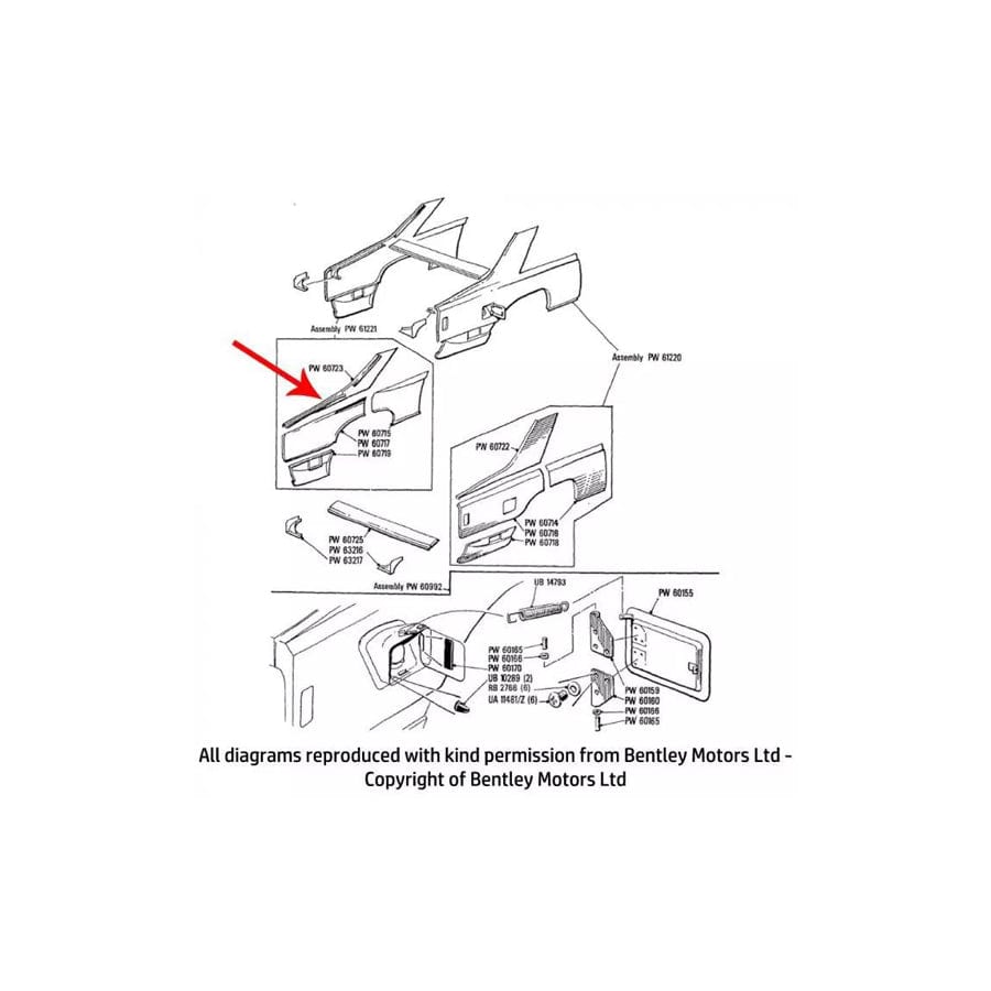 GENUINE Rolls-Royce PW60723 LEFT HAND REAR QUARTER PANEL UPPER SECTION