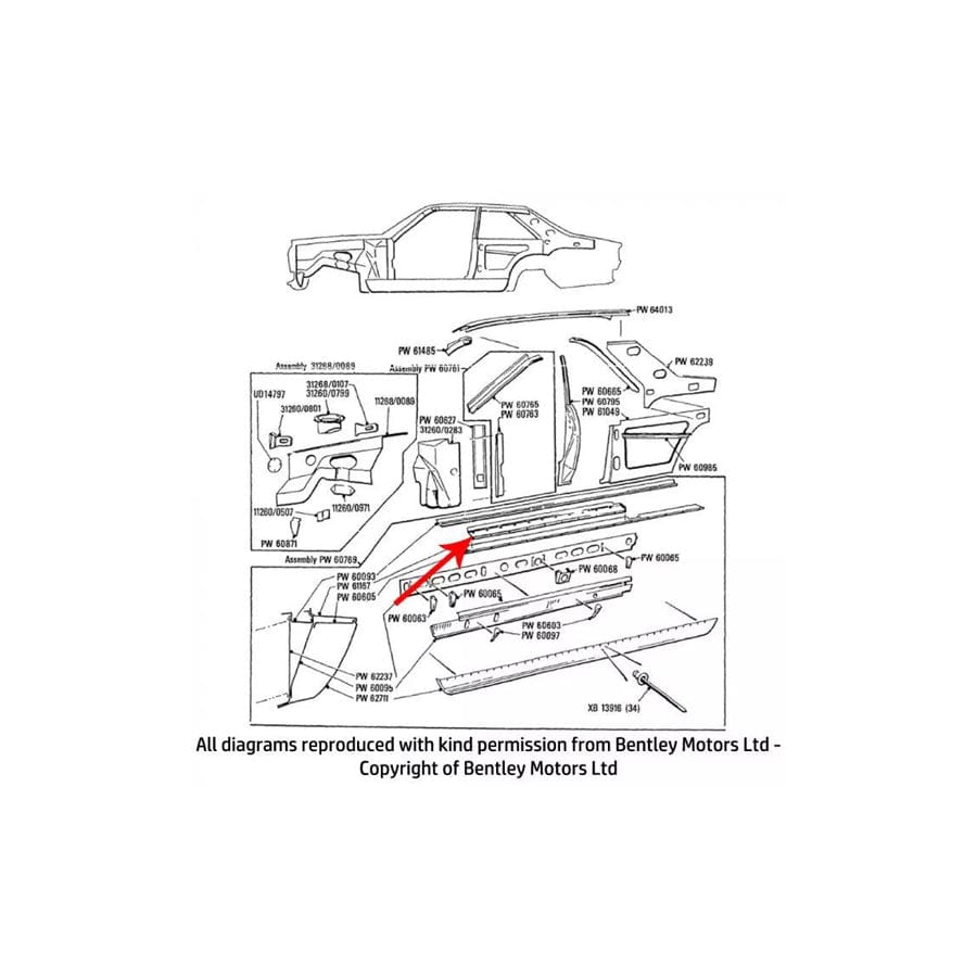 GENUINE Rolls-Royce PW61167 LEFT HAND SILL TREAD PANEL