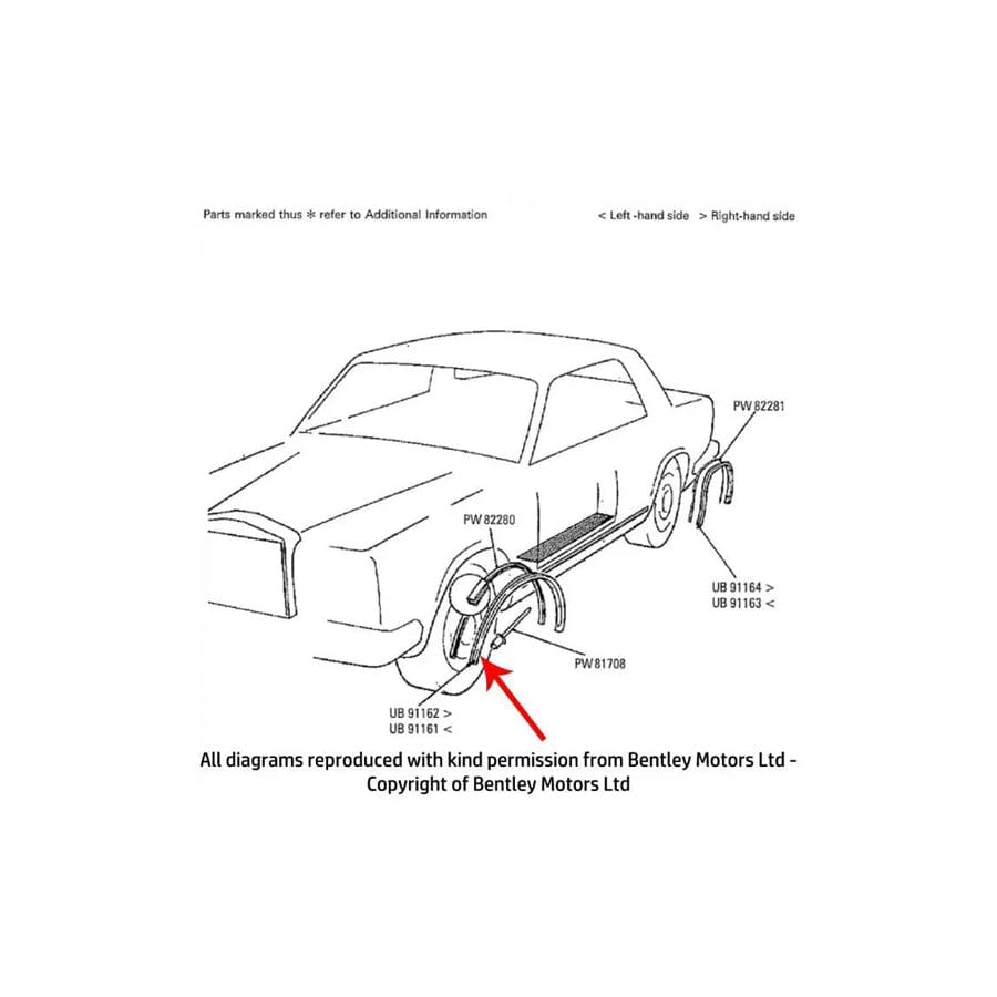 GENUINE Rolls-Royce UB91161 LEFT HAND FRONT WHEELARCH FINISHER