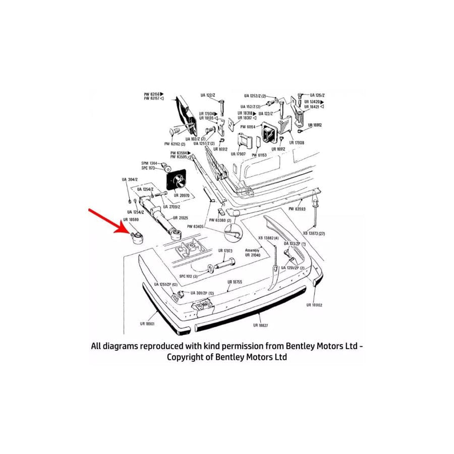 GENUINE Rolls-Royce UR18599 REAR BUMPER MOUNTING ADAPTOR & BUSH (N.American cars)