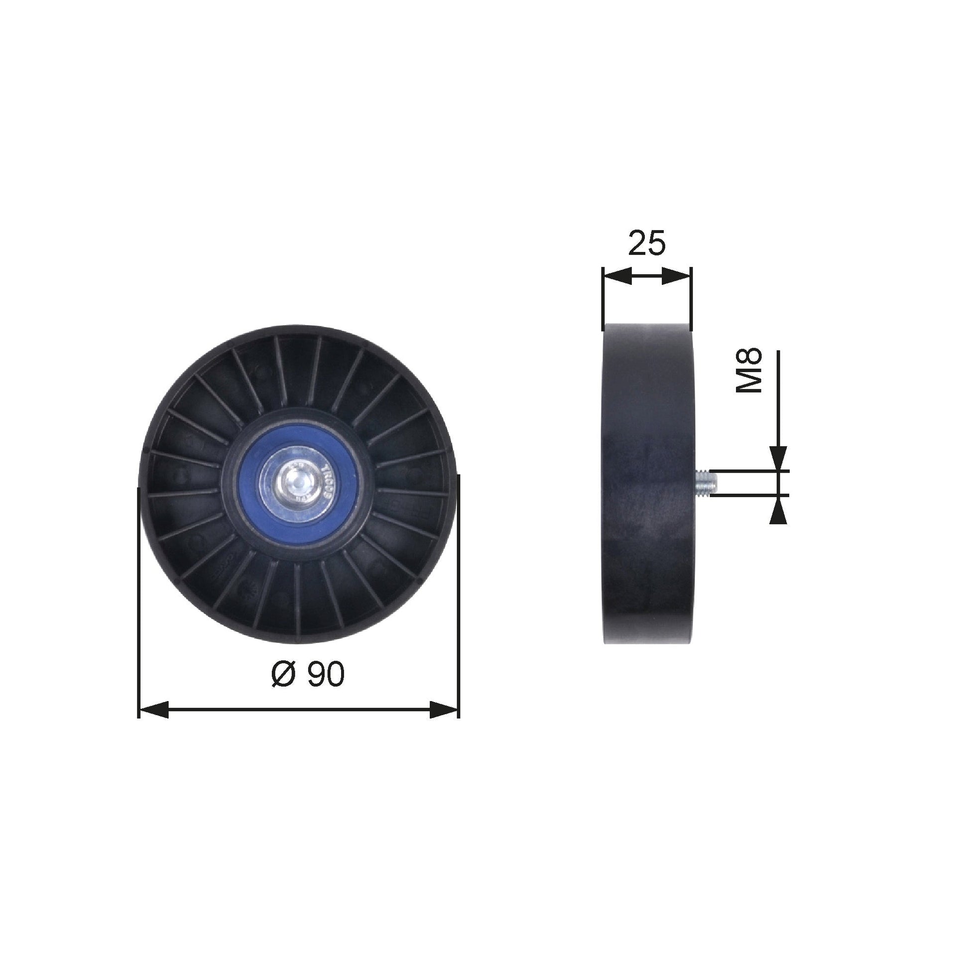 GATES GATT36033 V-Ribbed Belt Deflection/Guide Pulley