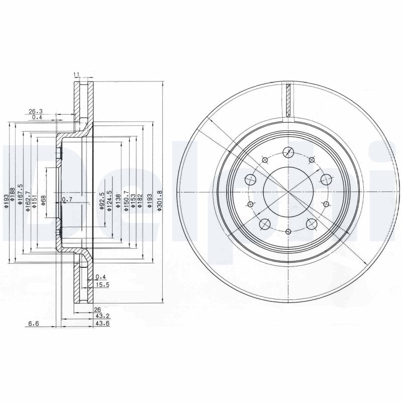 DELPHI BG3418 Brake Disc .