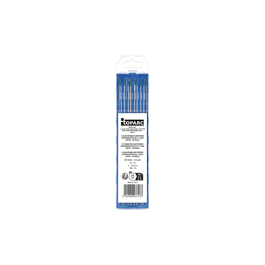Gys 037137 10 Tungsten Electrodes Lanthane Wl20 Ø1,6 - Blue (Ac/Dc - Alu/Steel) Welding Consumables