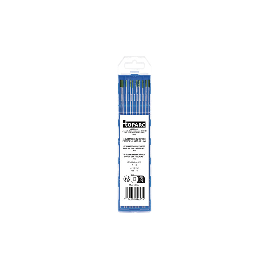 Gys 044555 10 Electrodes - Pure Tungsten Ø1.6 - Green (Ac - Aluminium) Welding Consumables