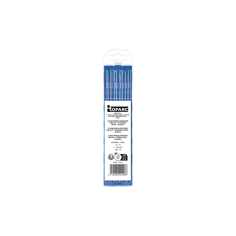 Gys 044586 10 Electrodes - Tungsten Wr2 Ø1.6 - Turquoise (Ac/Dc-Aluminium/Steel) Welding Consumables