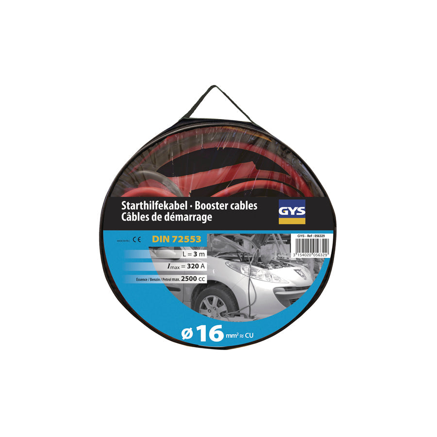 Gys 056329 Jump Leads Pro 320A (2.5L) - Insulated Clamps - Ø16Mm² - 2 X 3M Charger Accessories