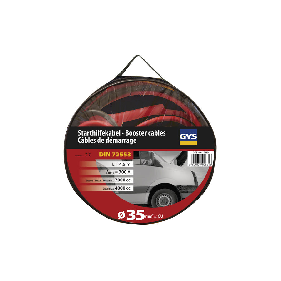 Gys 056343 Jump Leads Pro 700A (4L/7L) - Insulated Clamps - Ø35Mm² - 2 X 4.5M Charger Accessories