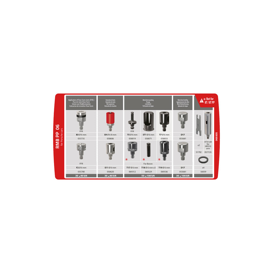 Gys 069305 Rmb Pp 06 Die Kit For 8T.Pp/10T.Pp Riveter (Porsche) Car Body Accessories