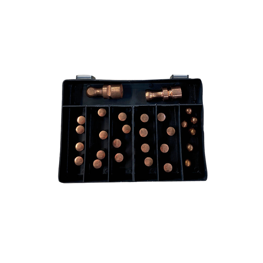 Gys 073449 Box 20 Caps Type A + 6 Caps Type F + 2 Round Electrodes (C6 & G2) Car Body Consumables
