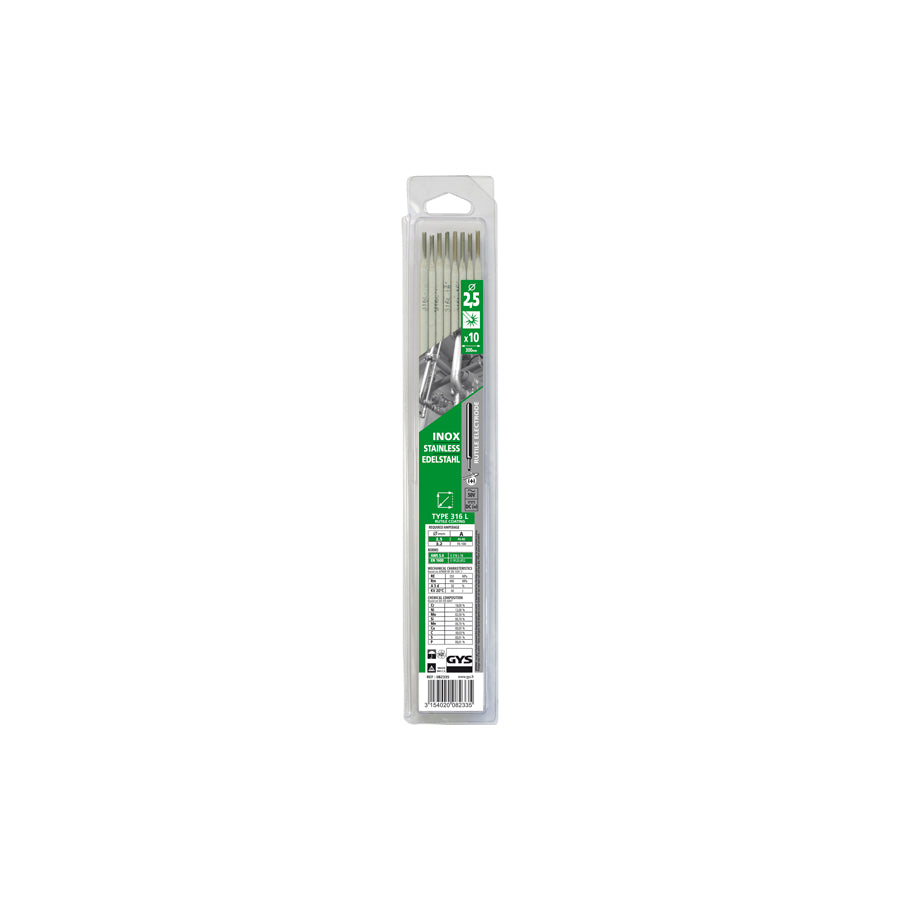 Gys 082335 10 Stainless Steel Electrodes - 316L - Ø2.5 (Blister) Welding Consumables