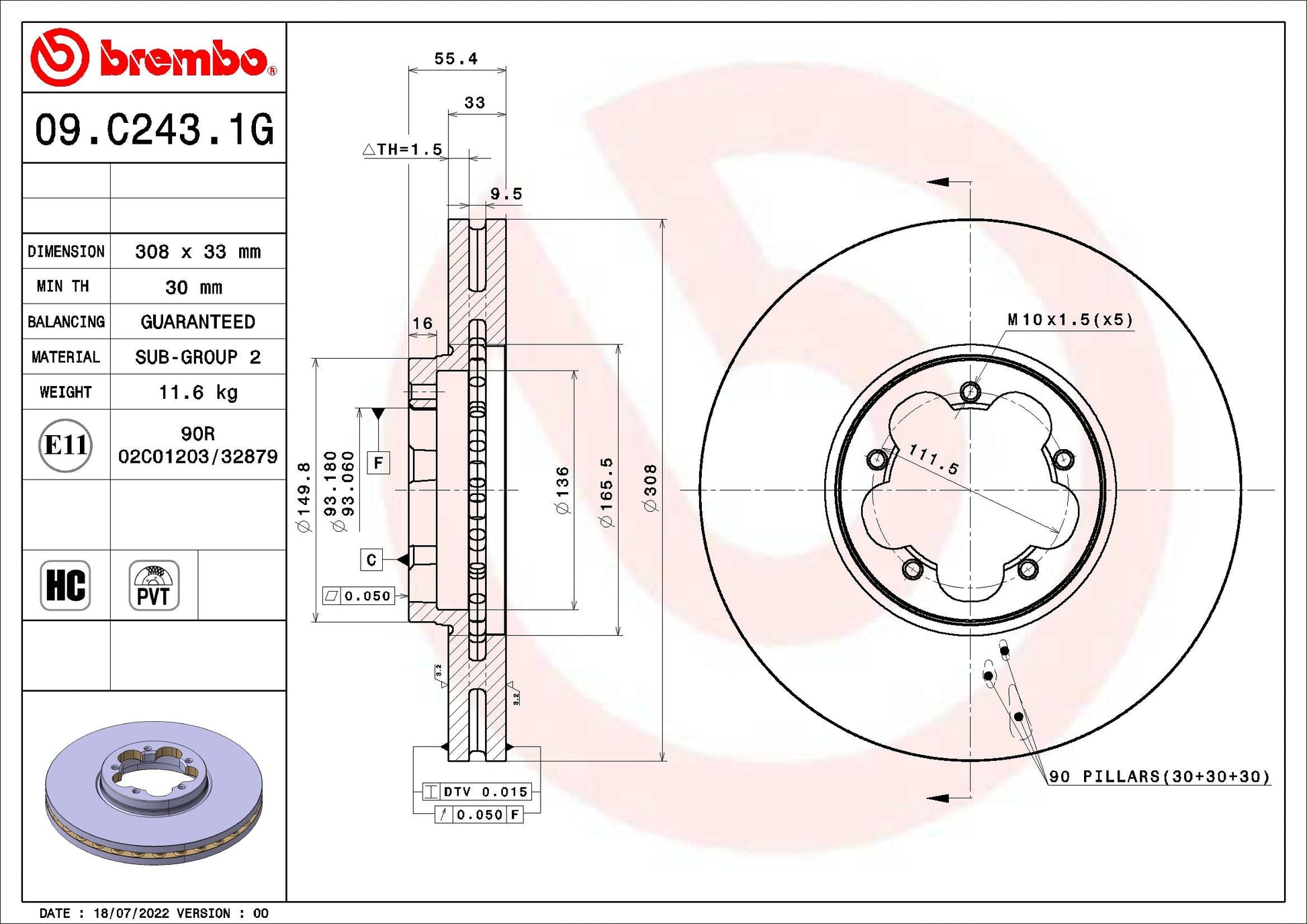 MERITOR MERMBR9016 Brake Disc