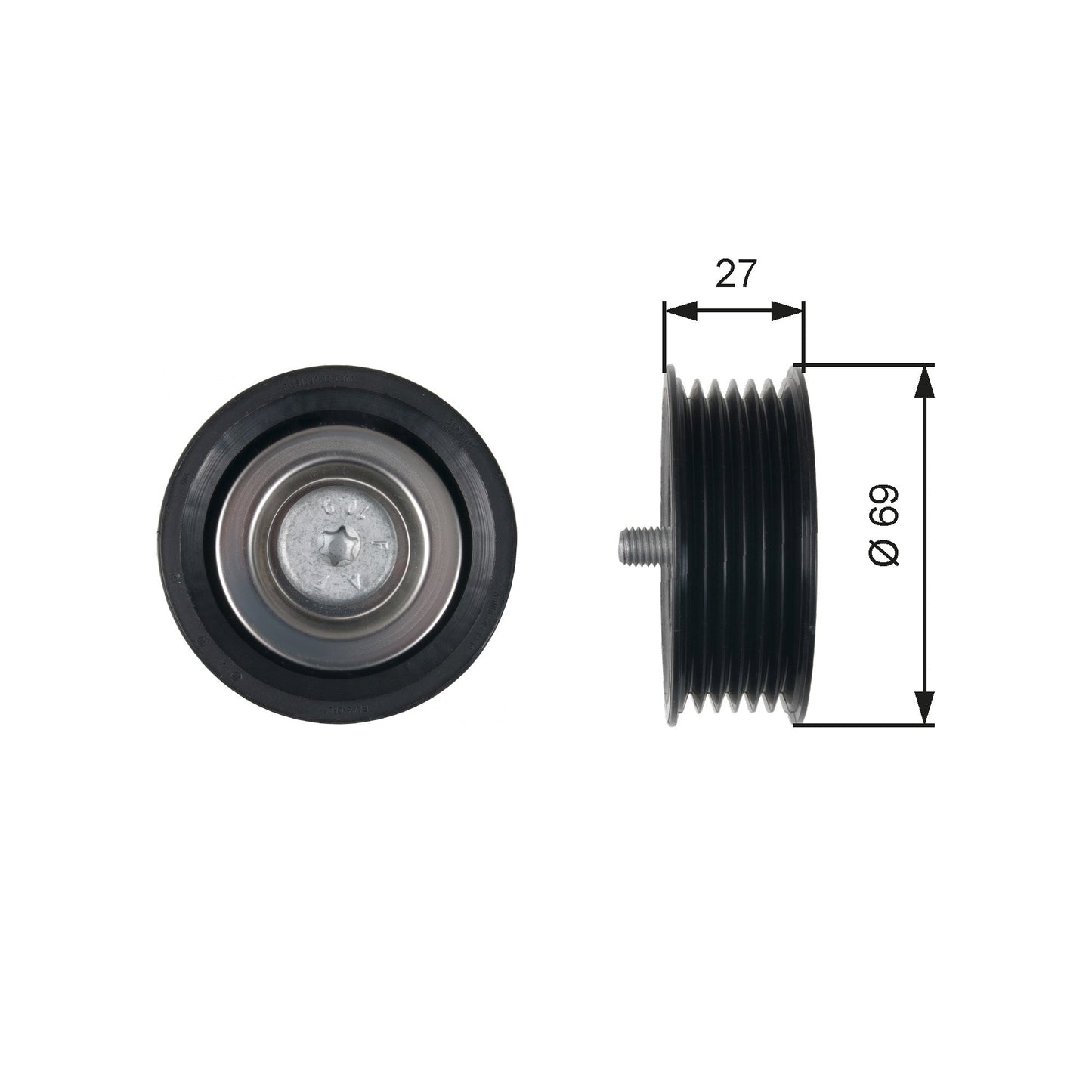 GATES GATT36487 V-Ribbed Belt Deflection/Guide Pulley
