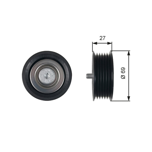 GATES GATT36487 V-Ribbed Belt Deflection/Guide Pulley