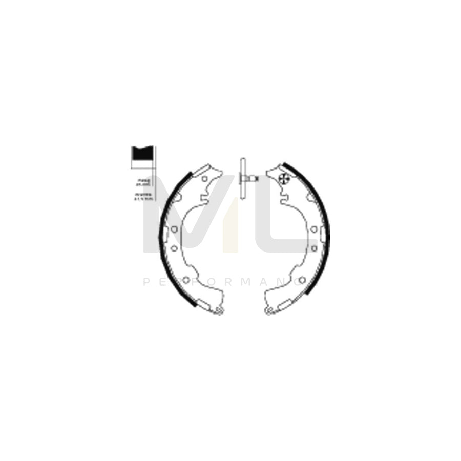 HELLA 8DB 355 000-251 Brake Shoe Set without handbrake lever