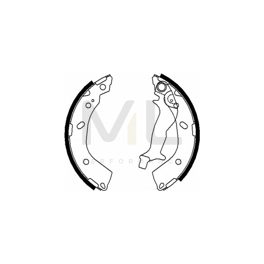 HELLA 8DB 355 000-431 Brake Shoe Set for HYUNDAI Getz (TB) with handbrake lever