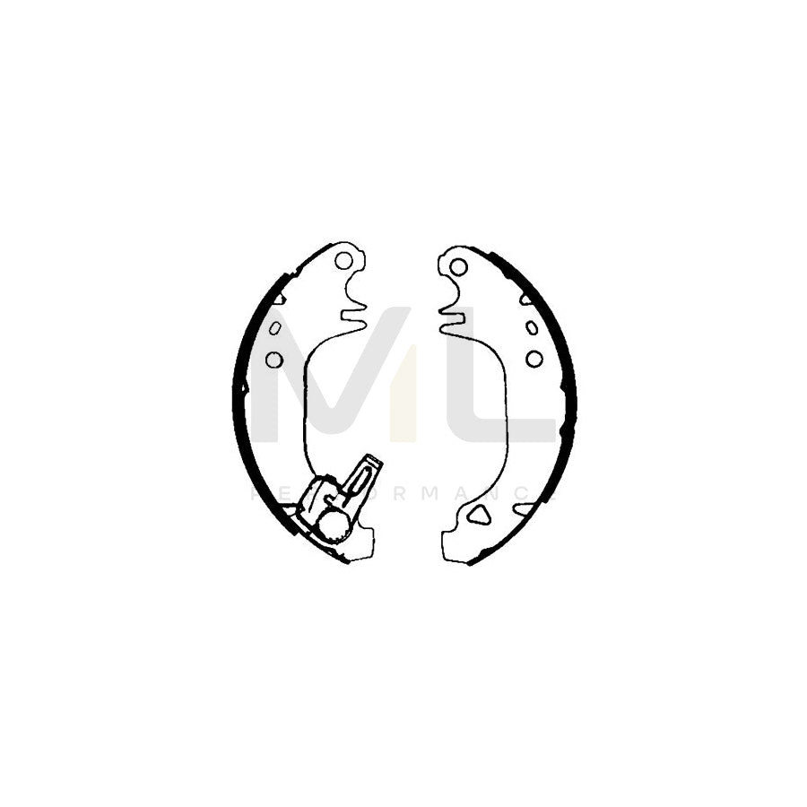 HELLA 8DB 355 000-581 Brake Shoe Set without handbrake lever, with accessories