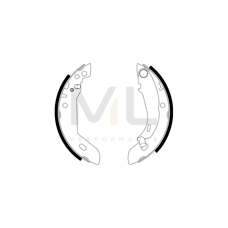 HELLA 8DB 355 000-591 Brake Shoe Set with handbrake lever