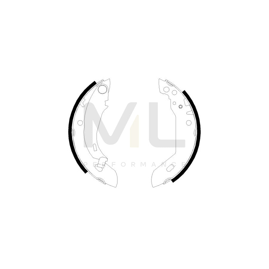 HELLA 8DB 355 000-651 Brake Shoe Set with handbrake lever