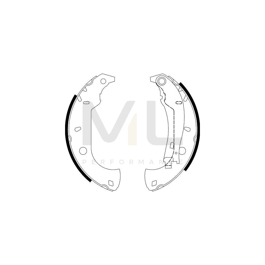HELLA 8DB 355 001-021 Brake Shoe Set with handbrake lever