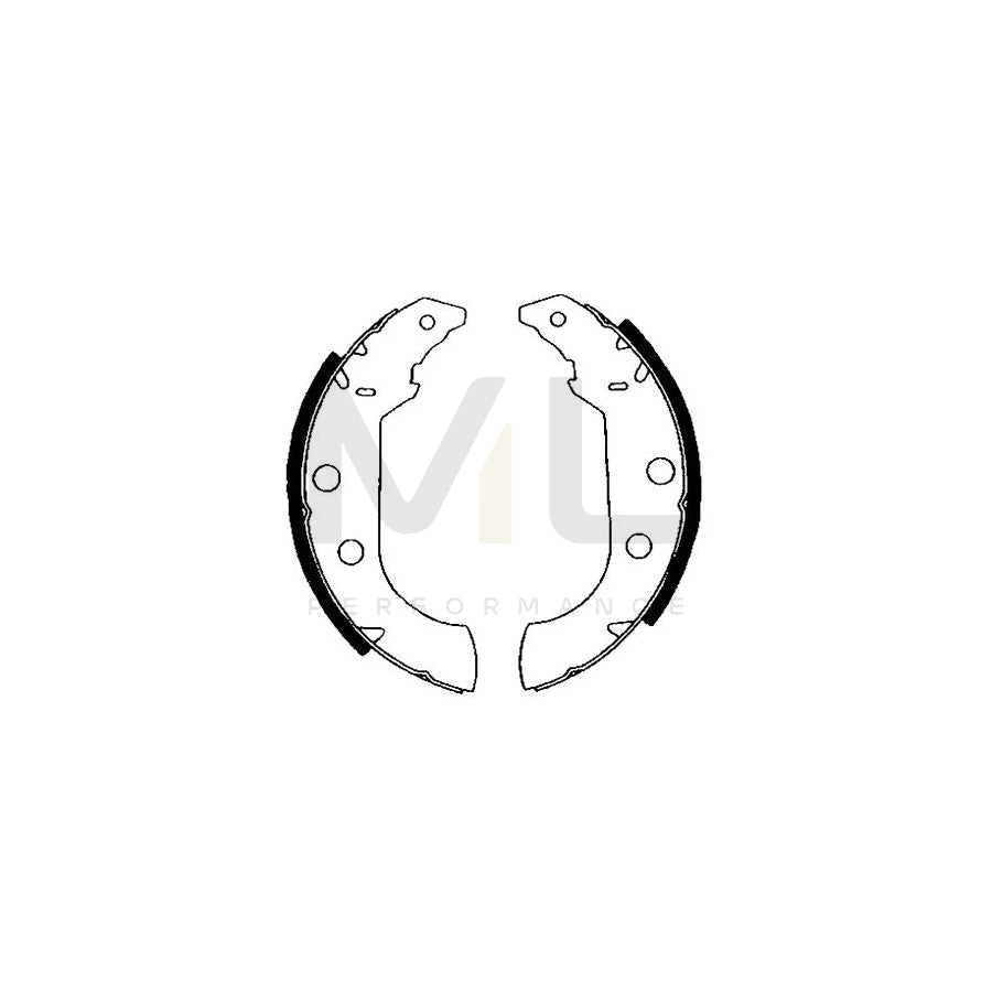 HELLA 8DB 355 001-101 Brake Shoe Set without handbrake lever, with accessories