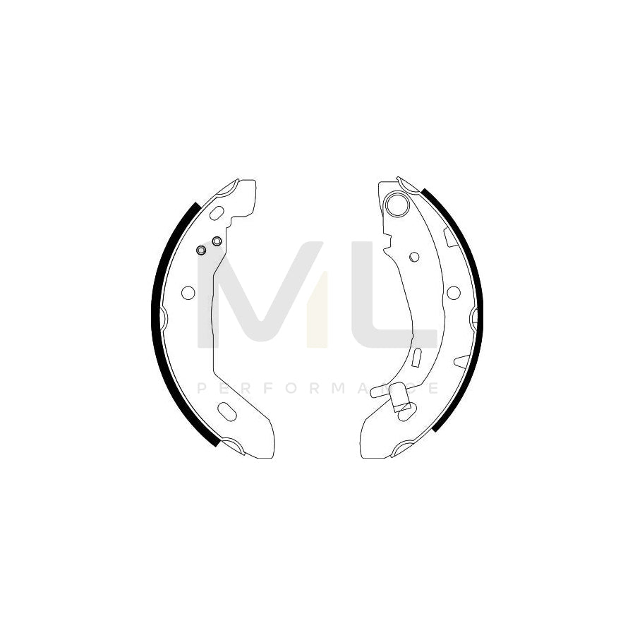 HELLA 8DB 355 002-251 Brake Shoe Set suitable for MERCEDES-BENZ A-Class (W168) with handbrake lever
