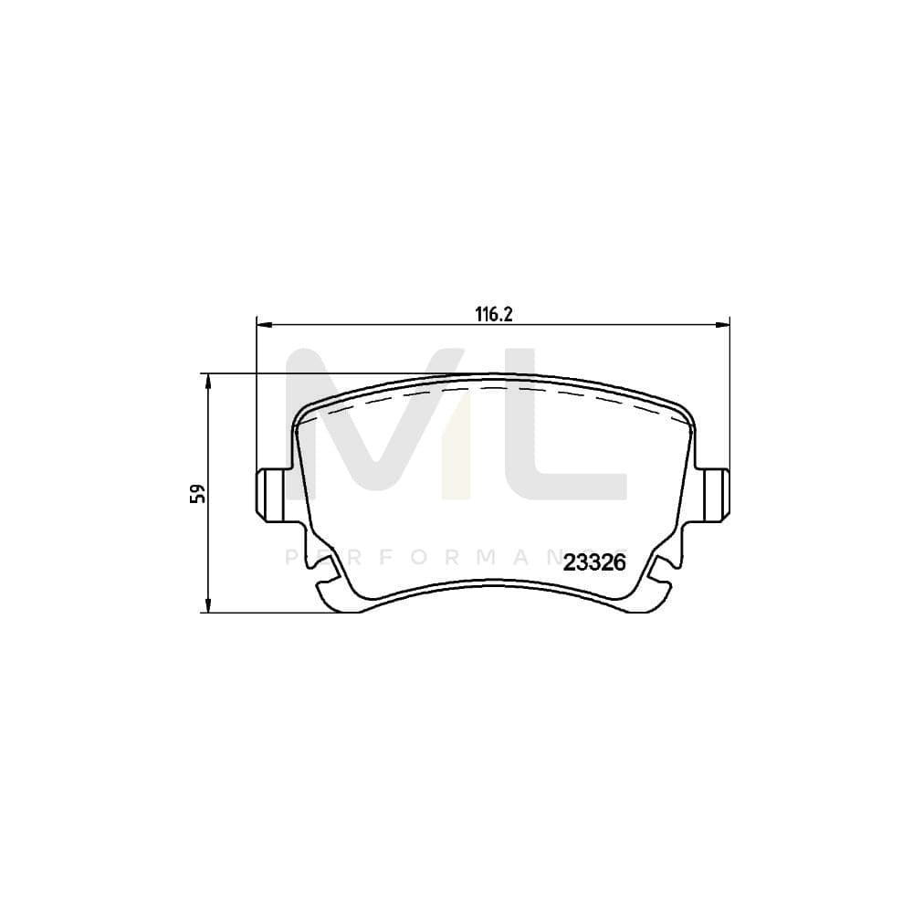 Hella 8DB 355 015-951 Brake Pad Set Not Prepared For Wear Indicator, With Brake Caliper Screws, With Accessories