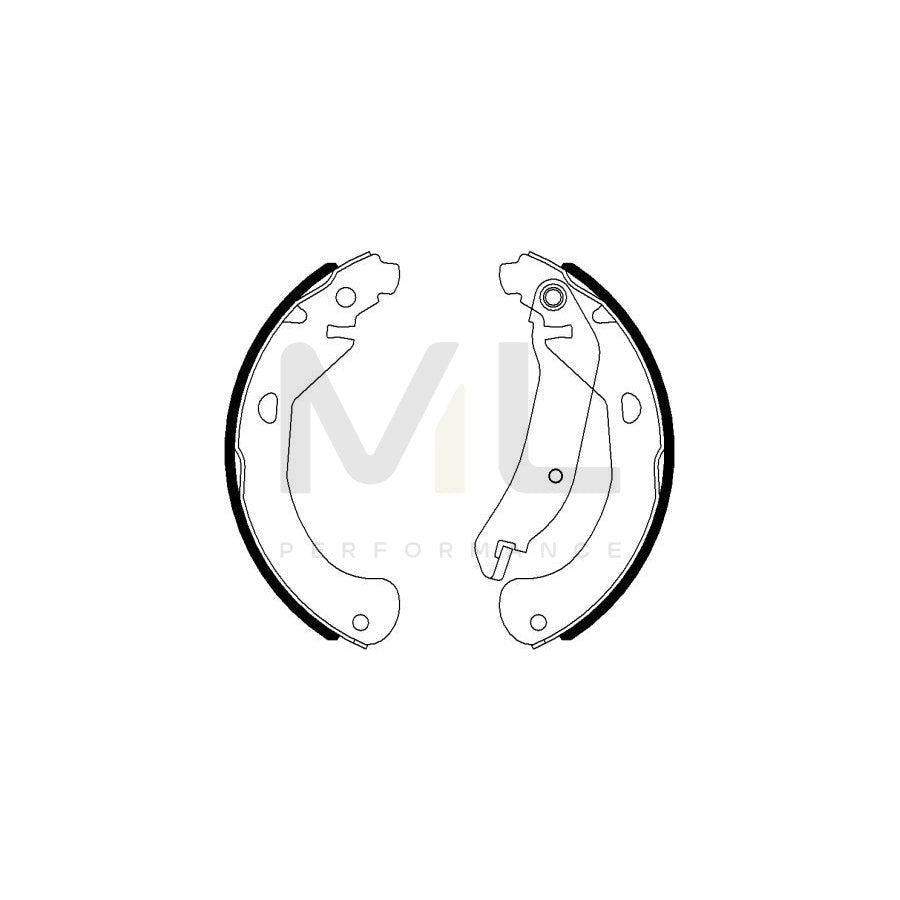 HELLA 8DB 355 022-031 Brake Shoe Set with handbrake lever
