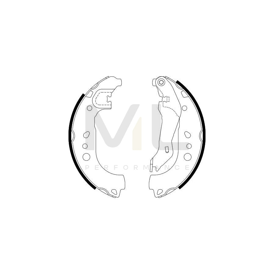 HELLA 8DB 355 022-131 Brake Shoe Set with handbrake lever