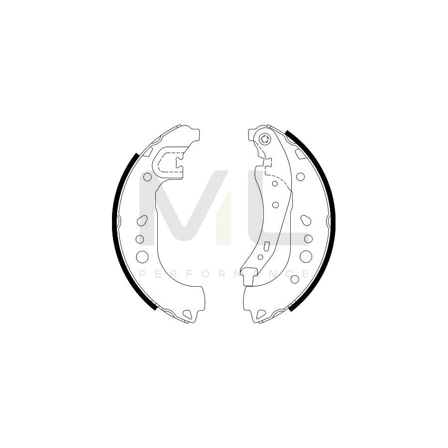 HELLA 8DB 355 022-281 Brake Shoe Set with handbrake lever