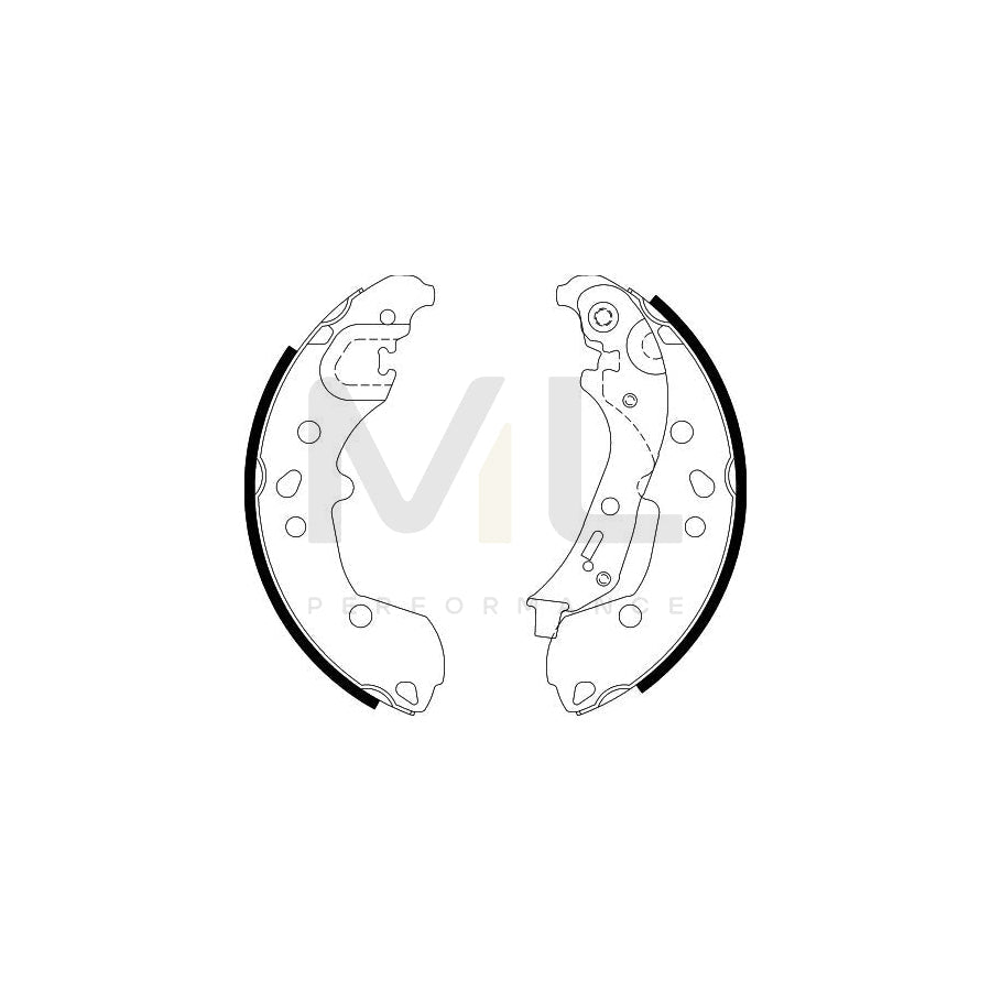 HELLA 8DB 355 022-881 Brake Shoe Set with handbrake lever