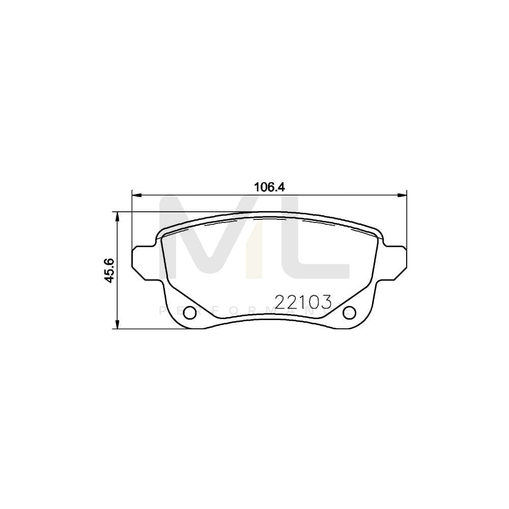 Hella 8DB 355 023-211 Brake Pad Set Not Prepared For Wear Indicator, With Brake Caliper Screws, With Accessories