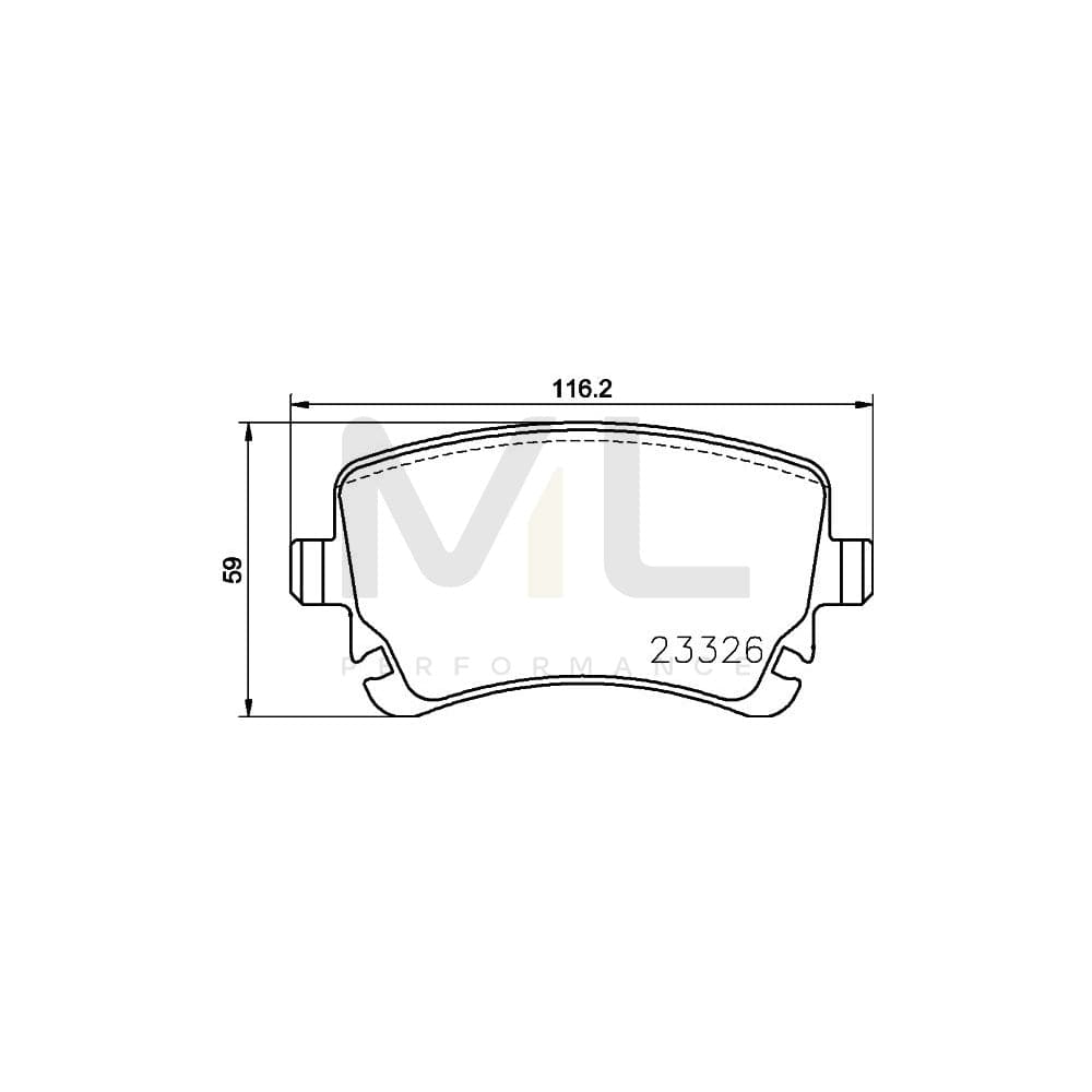 Hella 8DB 355 024-961 Brake Pad Set Incl. Wear Warning Contact, With Brake Caliper Screws, With Accessories