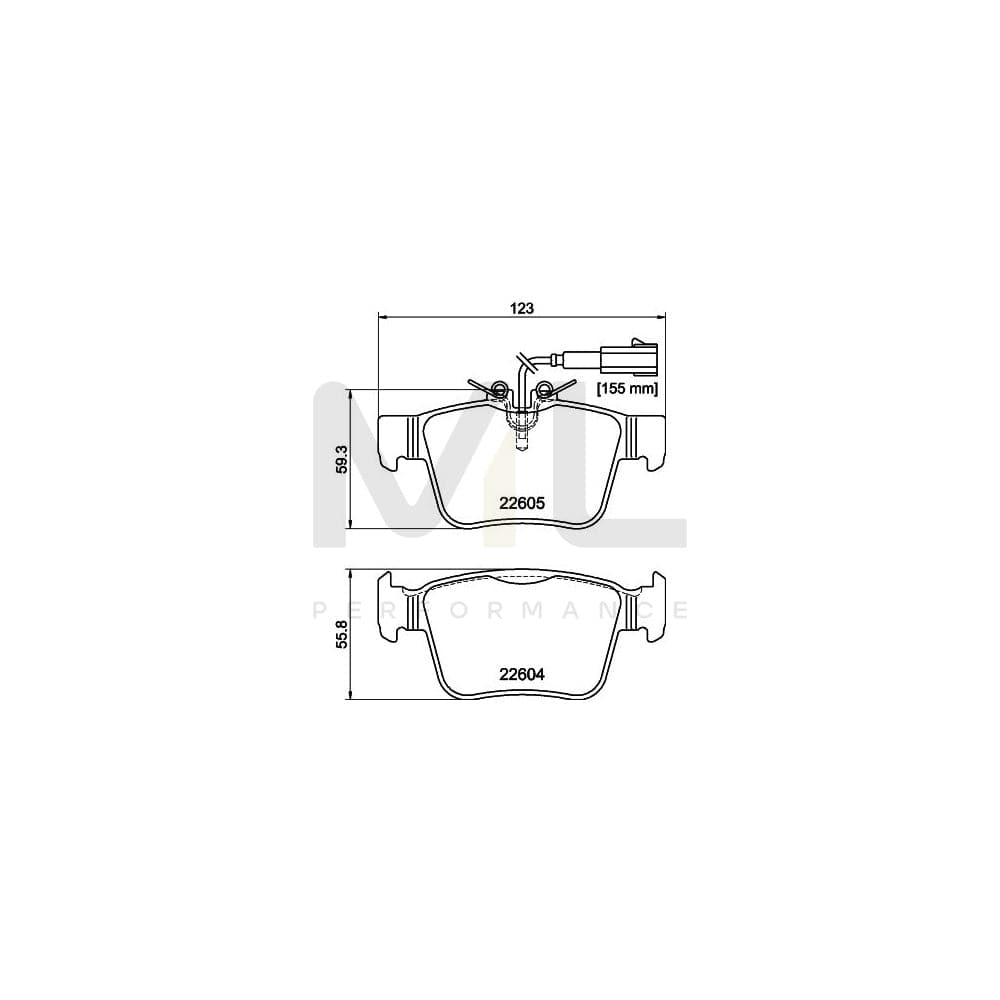 Hella 8DB 355 025-881 Brake Pad Set With Integrated Wear Warning Contact