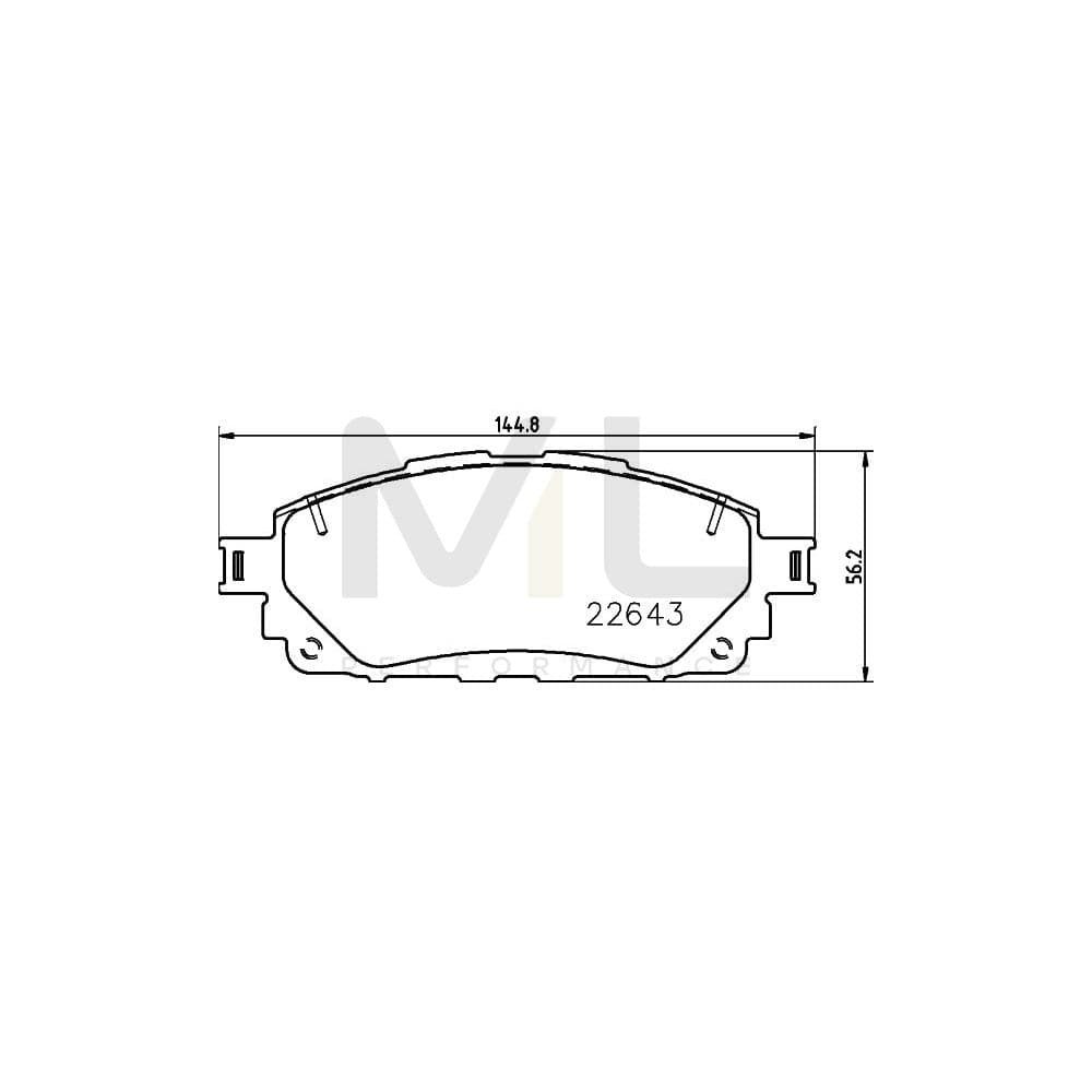 Hella 8DB 355 032-961 Brake Pad Set Not Prepared For Wear Indicator, With Accessories