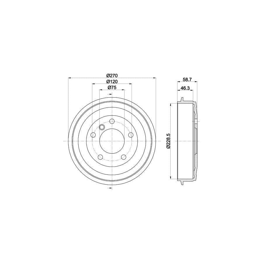 Hella 8DT 355 300-021 Brake Drum For BMW 3 Series