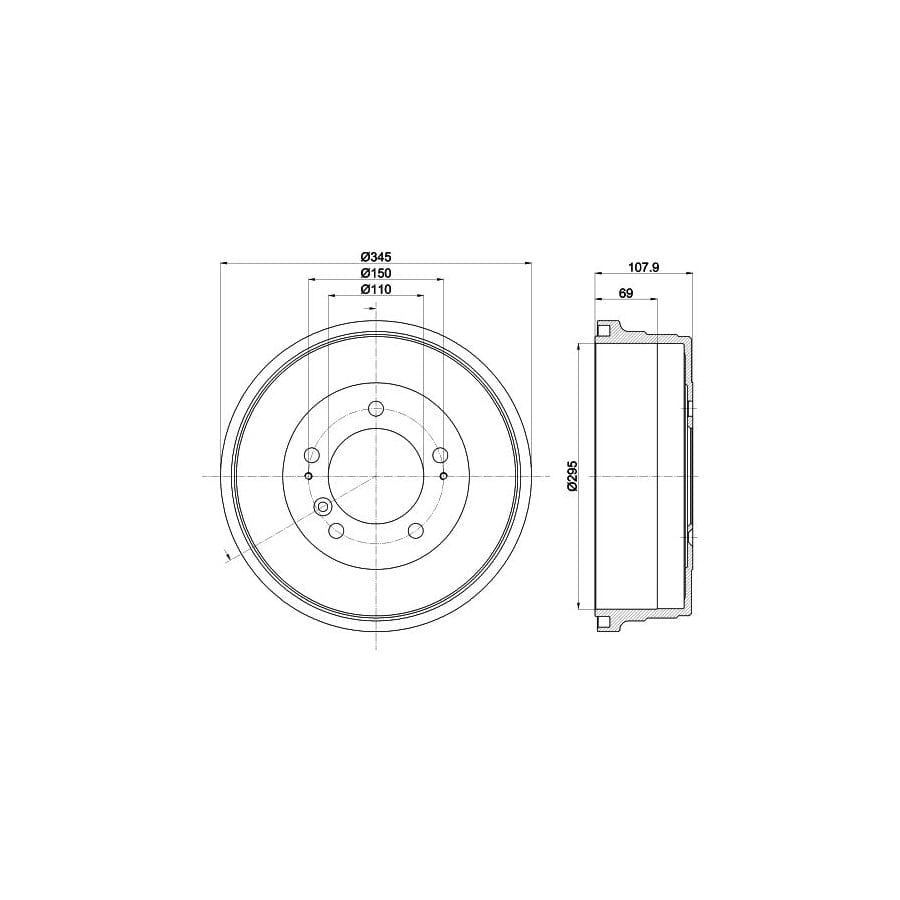 Hella 8DT 355 302-551 Brake Drum For Toyota Land Cruiser