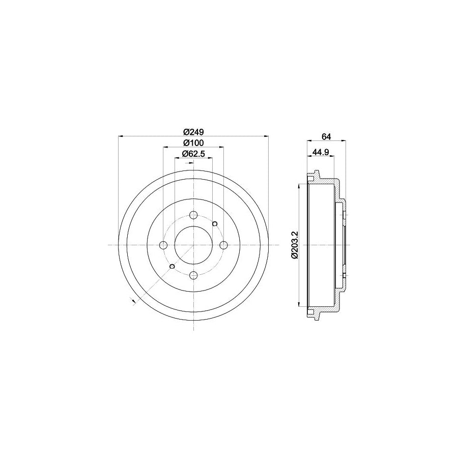 Hella 8DT 355 302-691 Brake Drum