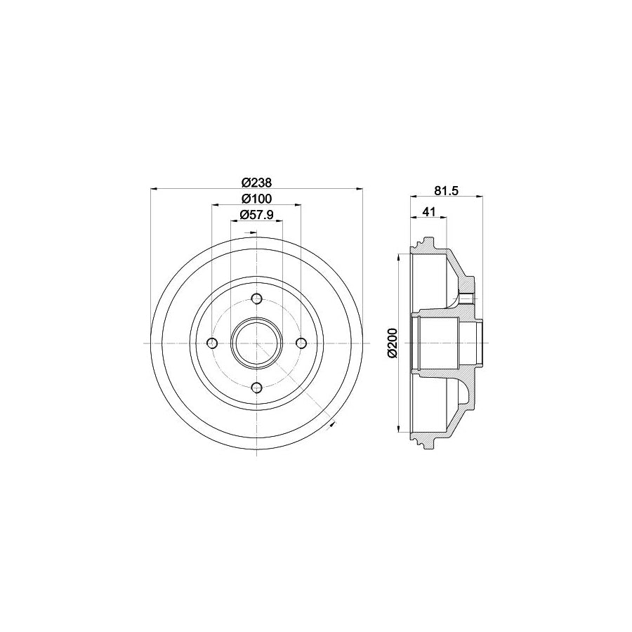Hella 8DT 355 302-931 Brake Drum
