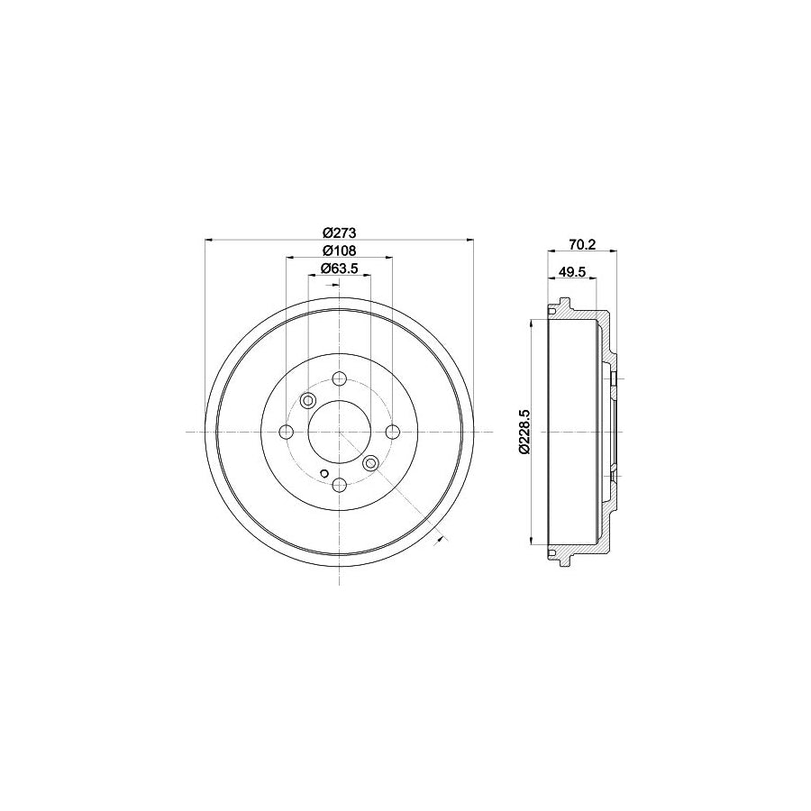 Hella 8DT 355 303-001 Brake Drum For Ford Ecosport MK2
