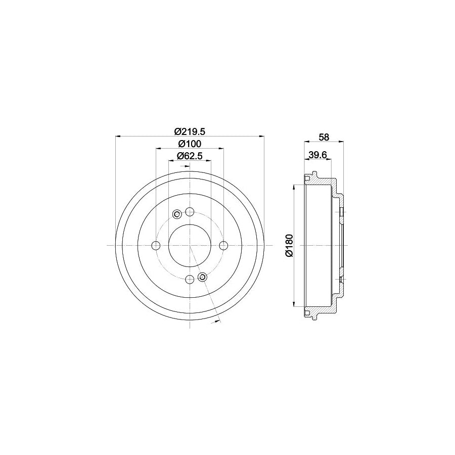 Hella 8DT 355 303-031 Brake Drum