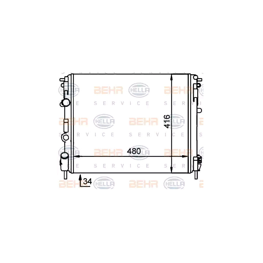 Hella 8MK 376 701-704 Engine Radiator For Renault Clio II Hatchback (BB, CB)