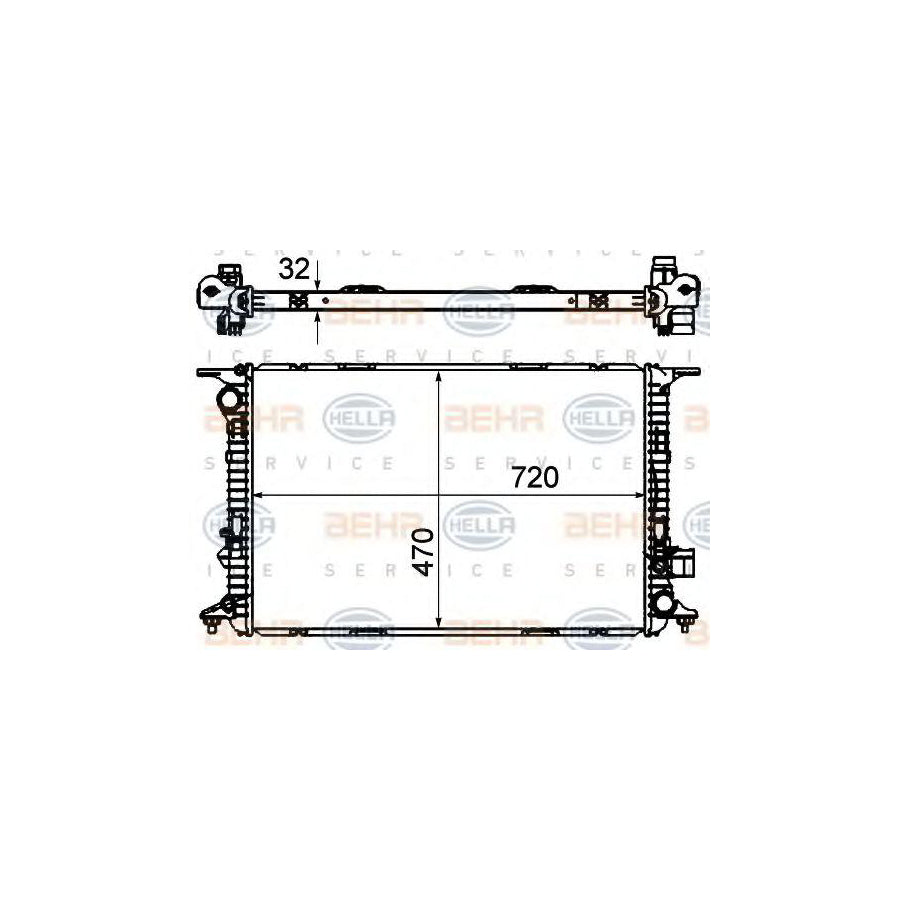 Hella 8MK 376 750-314 Engine Radiator For Audi A8 D4 (4H2, 4H8, 4HC, 4HL)