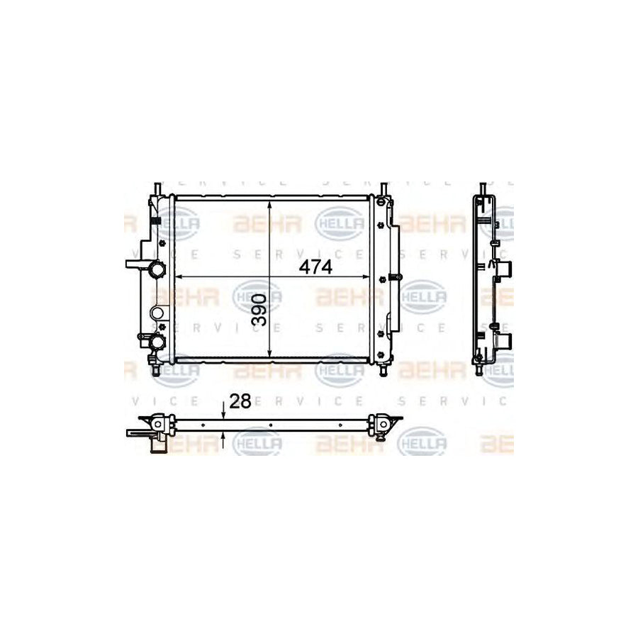 Hella 8MK 376 754-411 Engine Radiator For Fiat Marea
