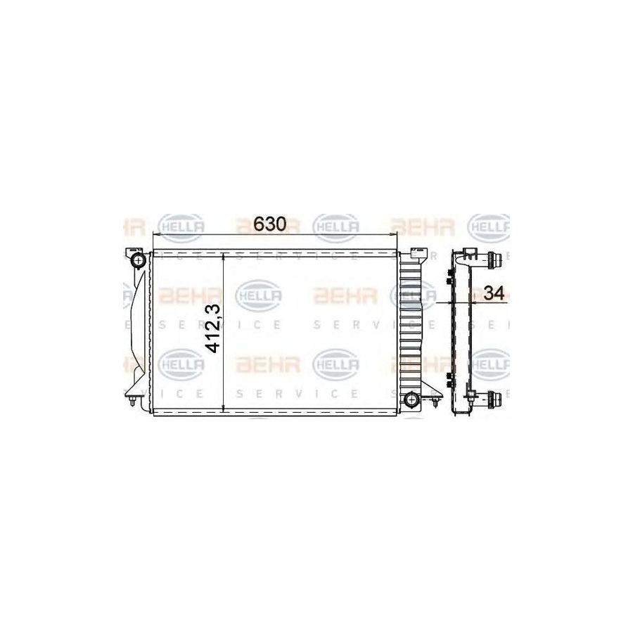 Hella 8MK 376 766-331 Engine Radiator For Audi A4