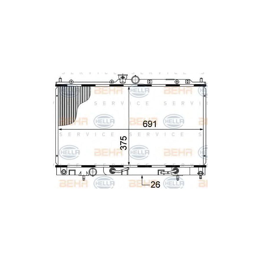 Hella 8MK 376 770-321 Engine Radiator For Mitsubishi Lancer