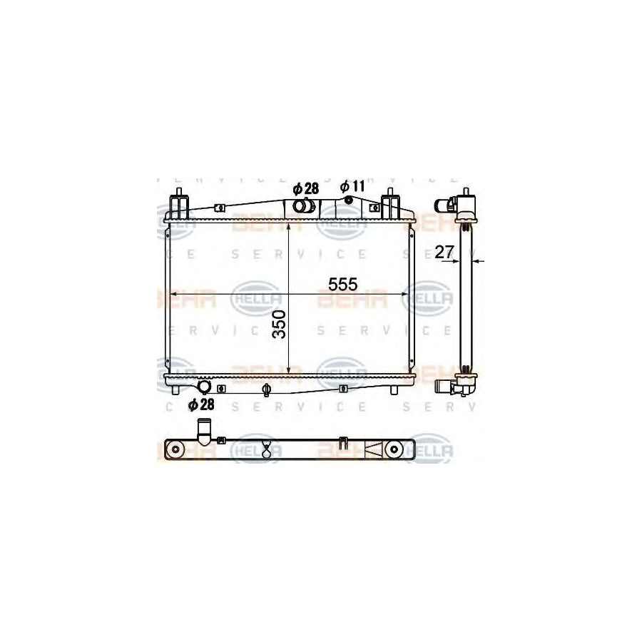 Hella 8MK 376 790-401 Engine Radiator For Mazda 2 Hatchback (DE, DH)
