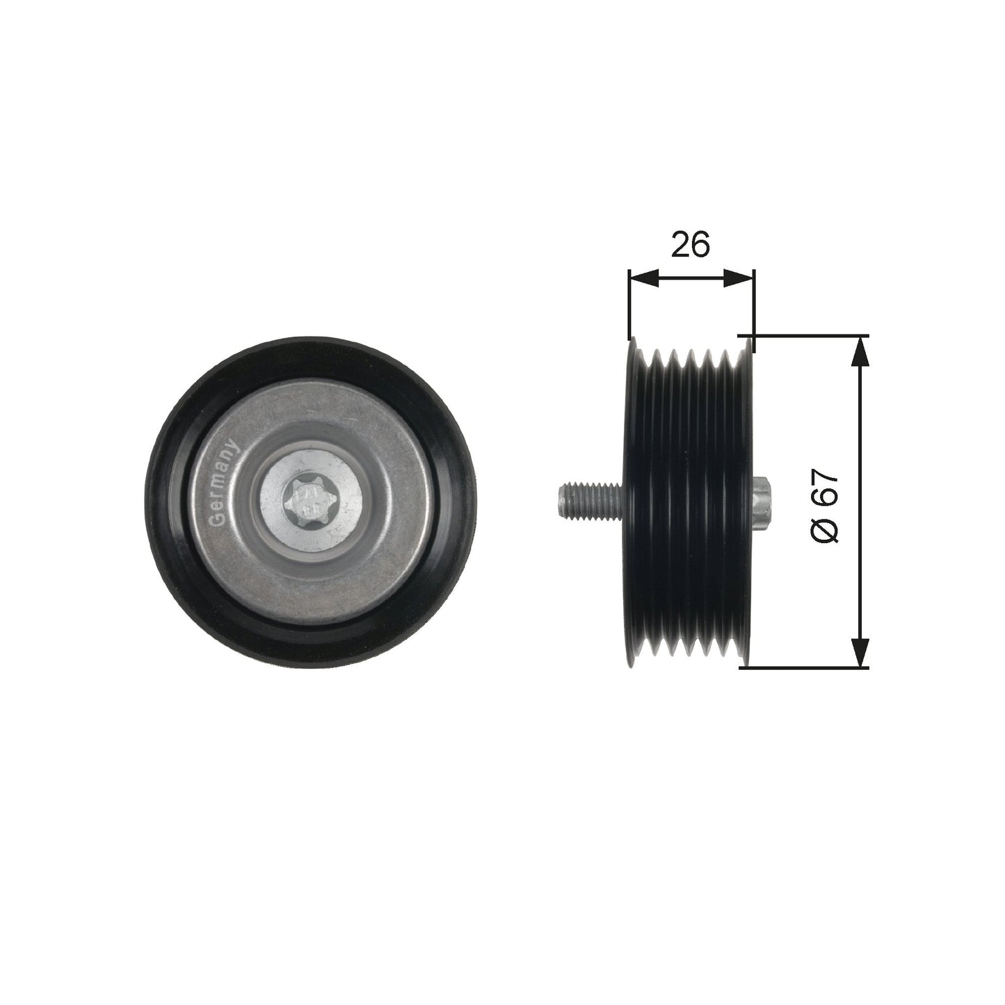 GATES GATT36438 V-Ribbed Belt Deflection/Guide Pulley