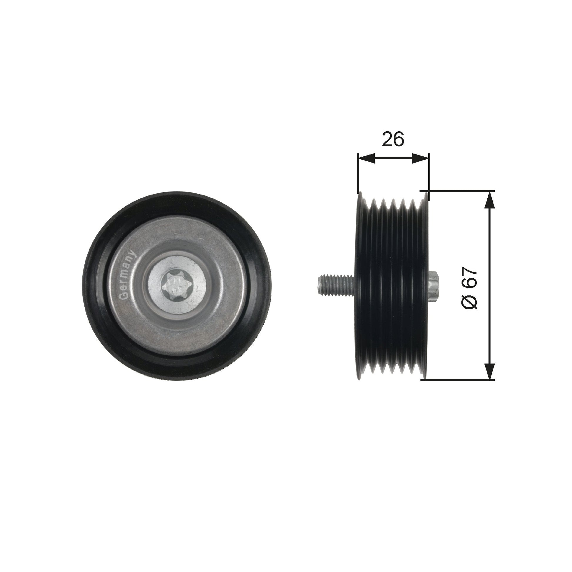 GATES GATT36438 V-Ribbed Belt Deflection/Guide Pulley