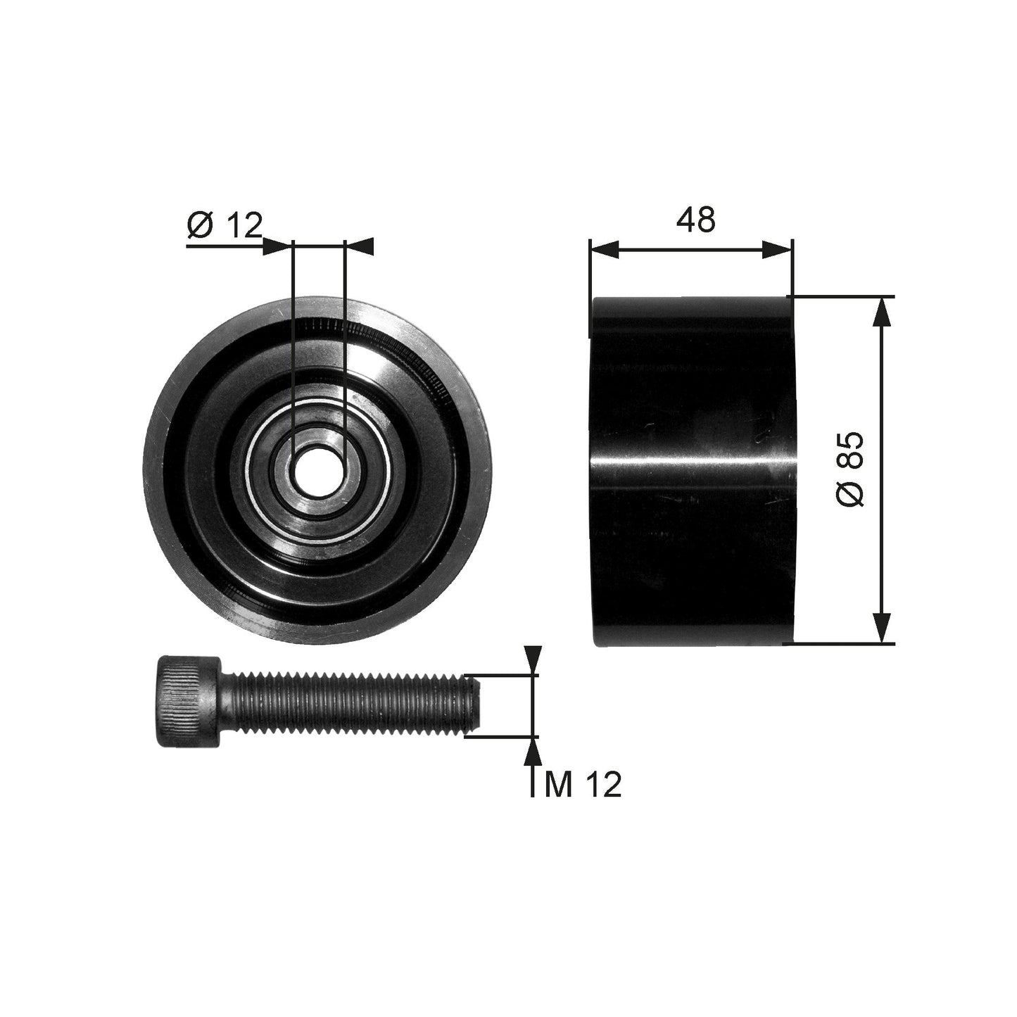 GATES GATT36111 V-Ribbed Belt Deflection/Guide Pulley