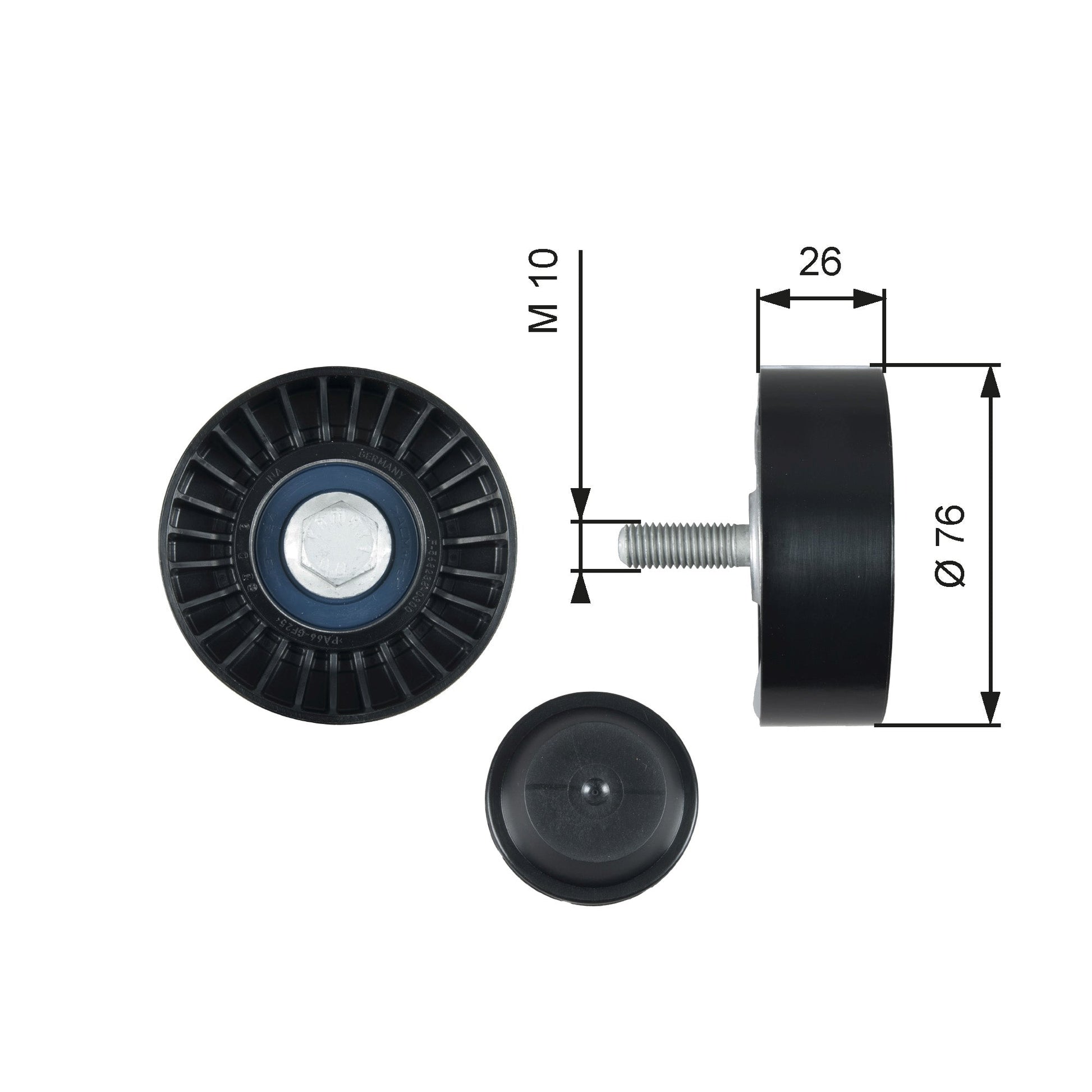 GATES GATT36485 V-Ribbed Belt Deflection/Guide Pulley